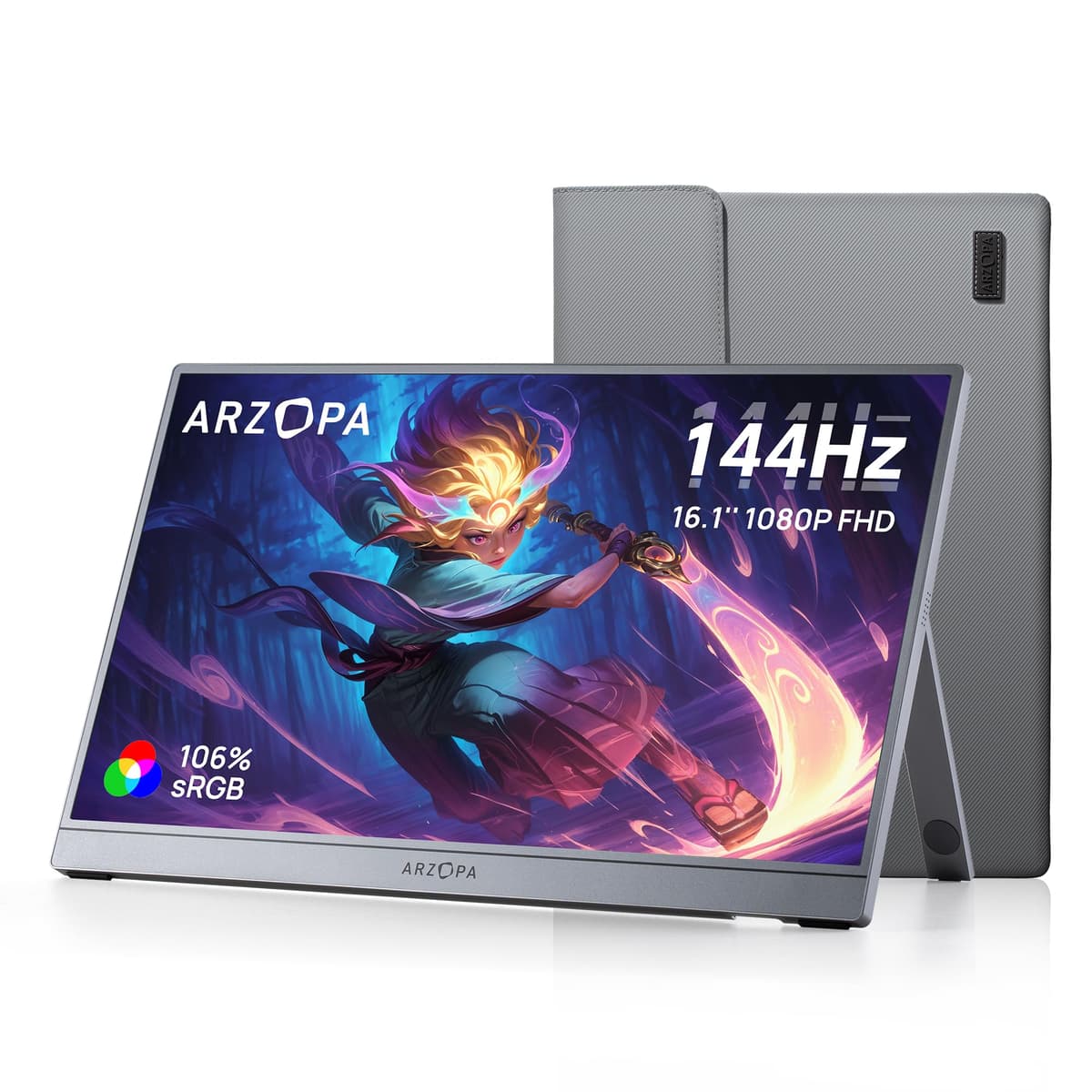 ARZOPA Portable Monitor 14.0" 1920×1080 FHD IPS Portable Monitor for Laptop with Single-rod, Support HDMI/Type-C/USB-C, Eye Protection Gaming Screen for Laptop/PC/Mac/PS3/4/5/Xbox - A1S — view 11