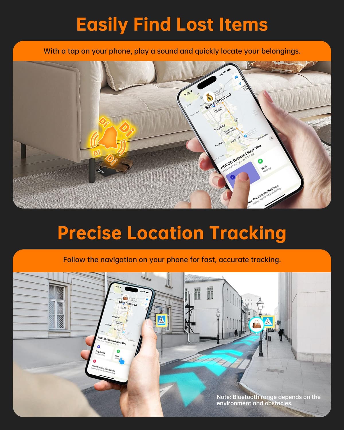 NOVOO Slim SmartCard Wallet Tracker, Air Locator Tag - 1.6mm Thin, 6-Year Battery, IP68 Waterproof, Apple Find My Compatible (iOS Only), Bluetooth GPS Item Finder (1-Pack) — view 4