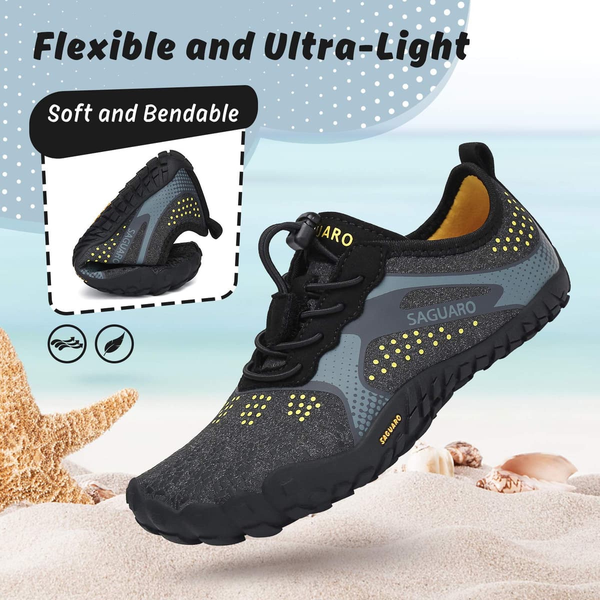 SAGUARO Niños Calzado Descalzos Zapatillas de Trail Niñas Transpirables Minimalistas Zapatillas de Deporte, 24-36 EU — view 5