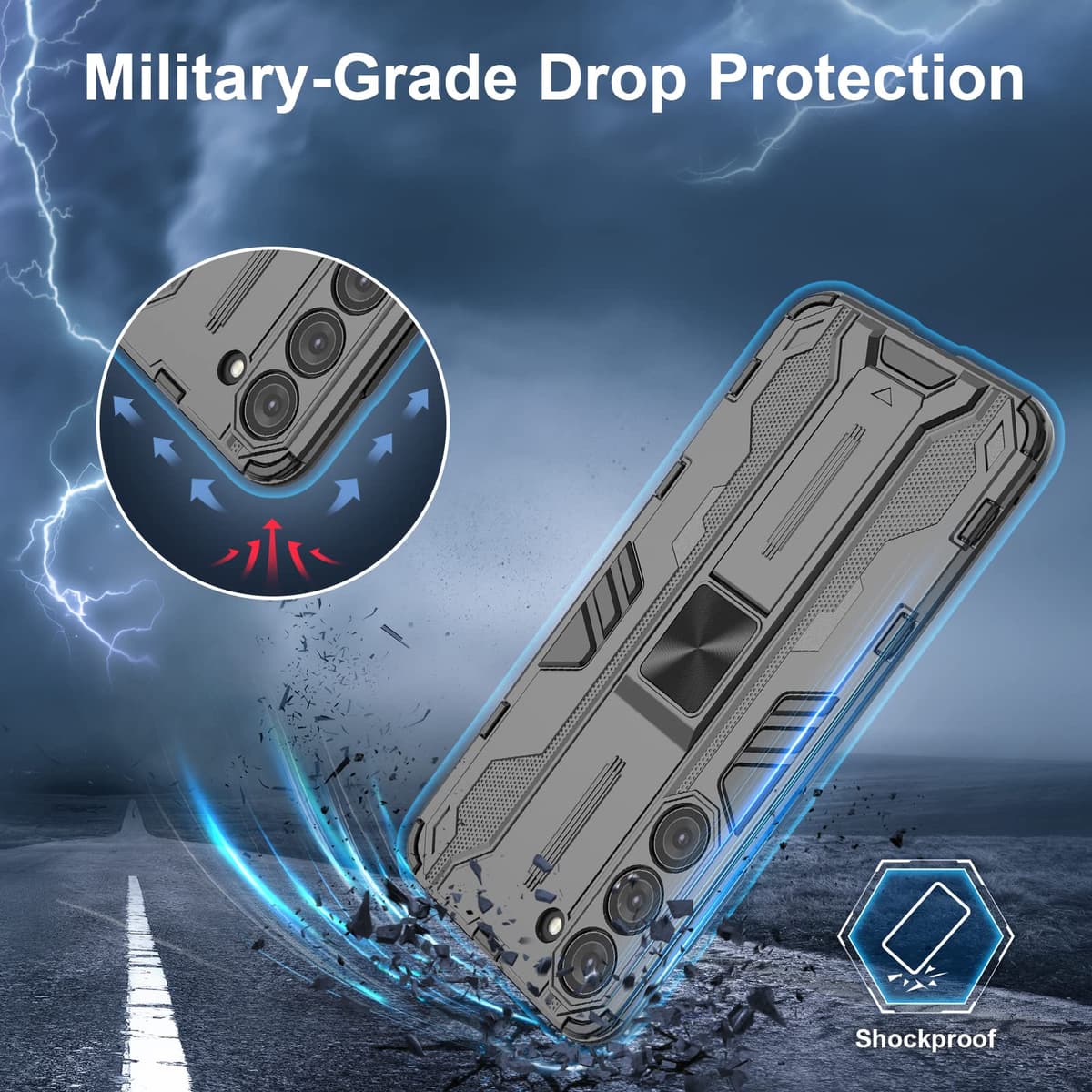 Funda para CMF Phone 2 Pro, Carcasa Antigolpes con Soporte anular metálico, Case Protectora de Grado Militar, Negro — view 1402