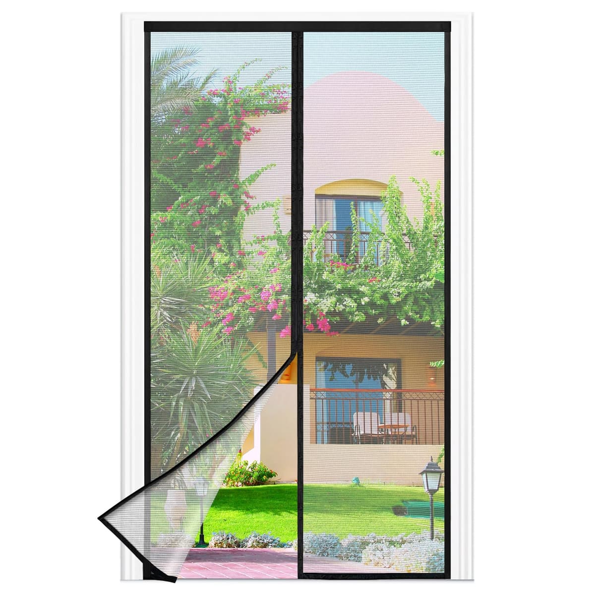 Mosquitera Puerta Magnetica - 90 x 210 CM - Blanco, Mosquiteras para Puertas, Cierre Magnético de Arriba a Abajo, Automáticamente,Mantiene el Aire Fresco — view 7