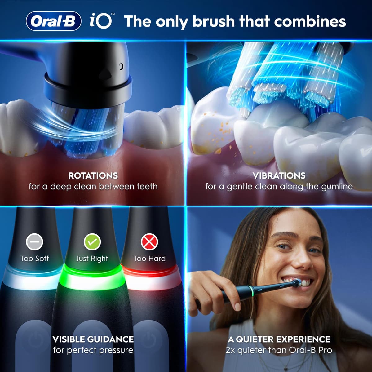 Oral-B iO 3 Matt Black Ultimate Clean Electric Toothbrush, 1 Refill Holder, 1 Charger Pouch, 1 Travel Case, Designed by Braun, Packaging May Vary — view 4