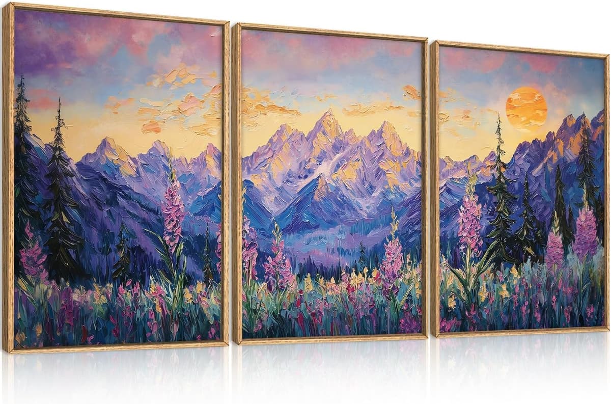 TOARTi Boho Framed Canvas Wall Art Prints, Set of 3 Mid Century Modern Wall Decor, Nature Plants Desert Sun Art Paintings, Bohemian Artwork for Living Room, Bedroom, Dining Room, Office - 12x16 x3 — view 27