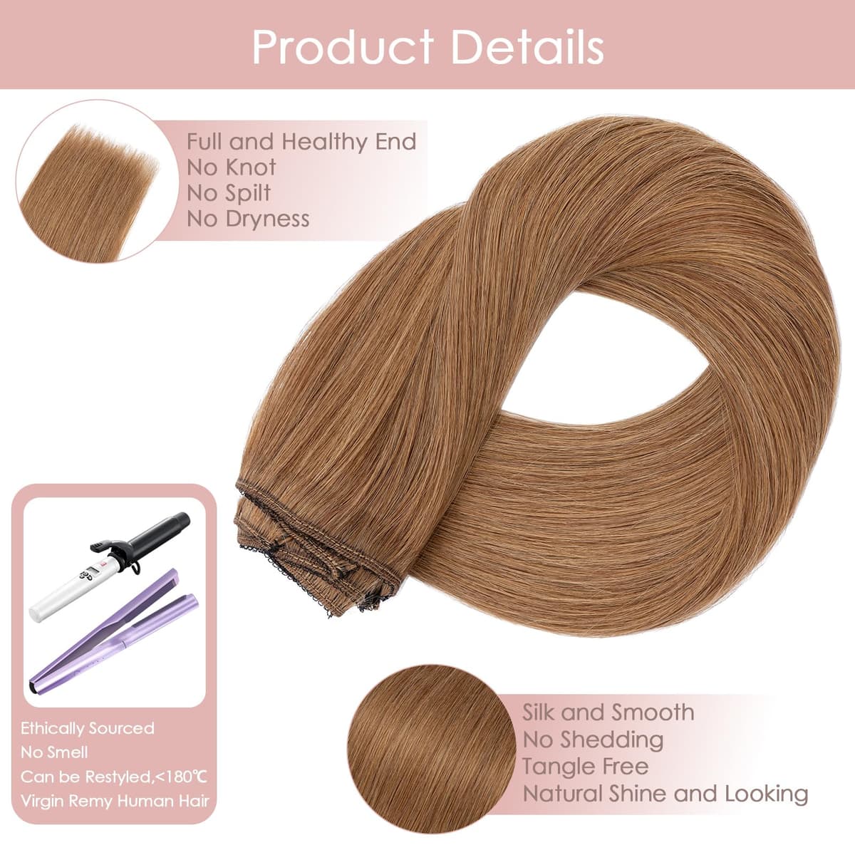 Silk-co 10inch Hair Extensions Clip in Hair Extension Human Hair #04 Medium Brown -Basic Thickness-Thin Weft- 8 Pieces Real Remy Straight Hair Extensions[50g] — view 117