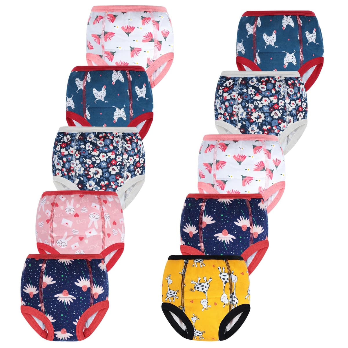 MOEMOE BABY Potty Training Pants Toilet Training Pants Cotton Toddler Training Underwear Reusable,Red,10 pack,6 Years