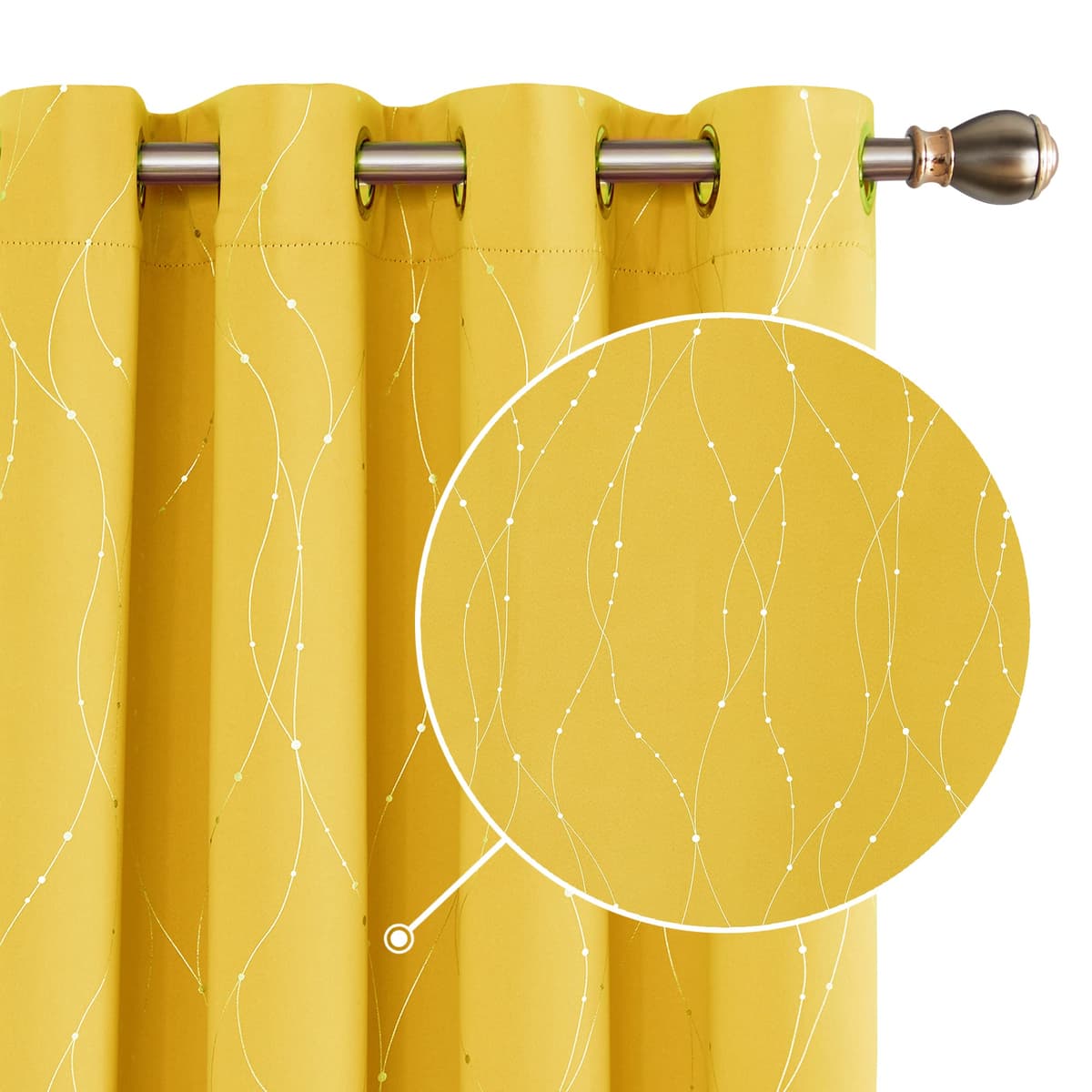 Deconovo Soft Dotted Line Foil Printed Blackout Curtains Thermal Insulated Curtains Eyelet Energy Efficiency Room Darkening Curtains for Bedroom 52 x 72 Inch Light Grey 2 Panels — view 35