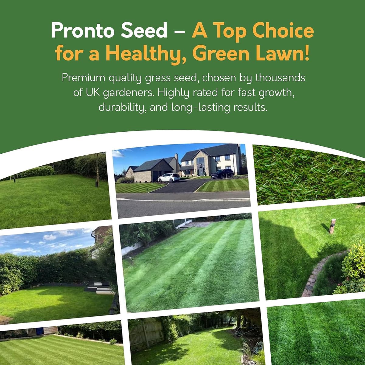 Pronto Seed Premium Fast Growing Grass Seed 1.4kg – Hard Wearing Lawn Seeds for Overseeding & New Turfs – Covers 84m, Hard Wearing, DEFRA Approved & Tailored for UK Climate (1.4kg) — view 2