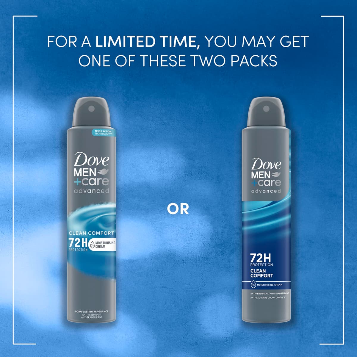 Dove Men+Care Advanced Clean Comfort Anti-Perspirant Aerosol Deodorant Spray with Anti-Odour technology & ¼ moisturising cream for 72 hour protection against sweat and odour 200 ml — view 4
