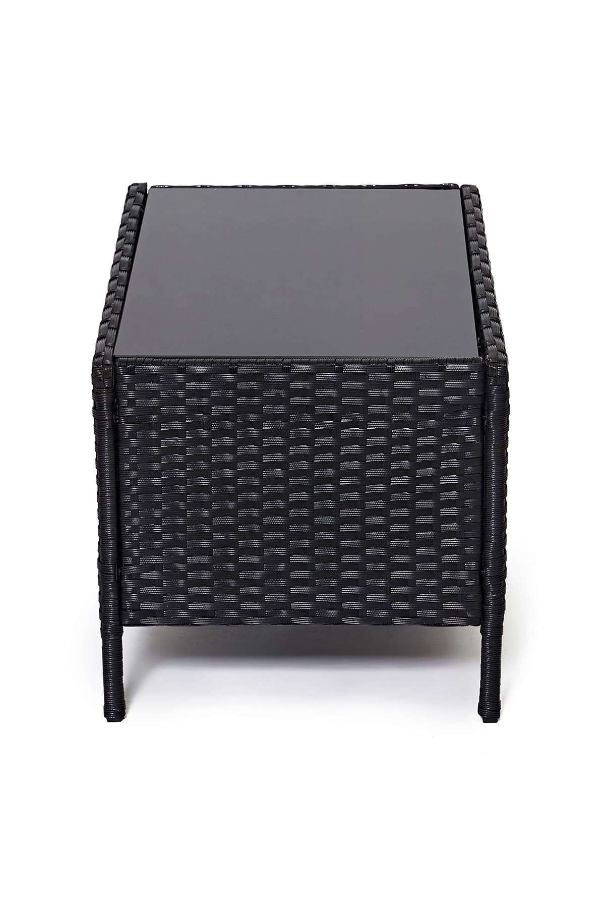 EVRE Black Rattan Garden Furniture Set Patio Conservatory Balcony Indoor Outdoor 4 Seater Piece Glass Top Coffee Table Modular Sofa Loveseat with Cushions — view 5