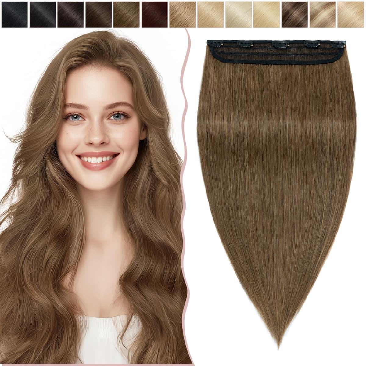12 inch Clip in Hair Extension Human Hair One Piece 100% Real Remy [#2 Dark Brown] 3/4 Full Head Straight Hair Pieces for Women Invisible Short (40g) — view 32