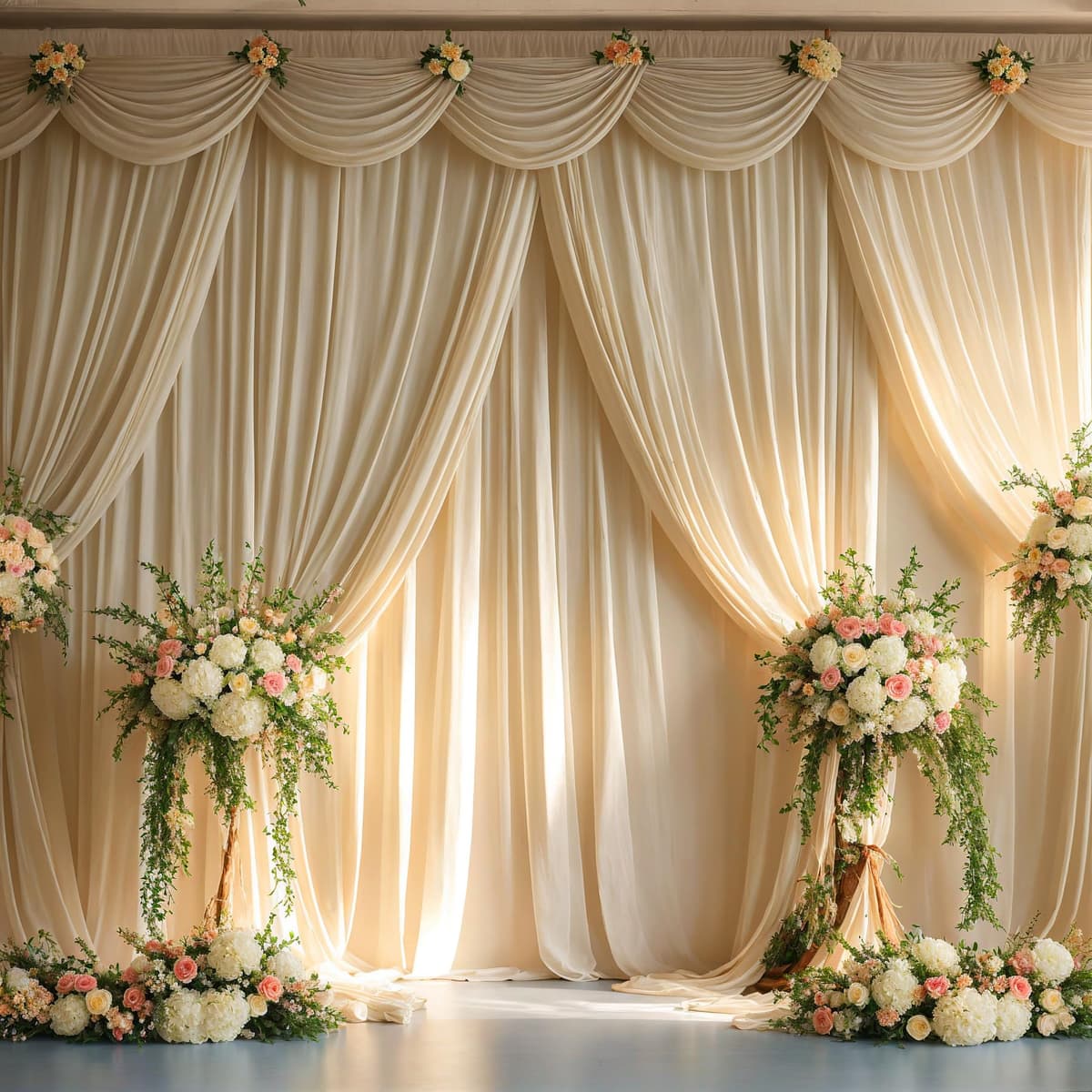 10ft x 10ft Wrinkle Free Beige Backdrop Curtains for Parties, Polyester Photo Backdrop Drapes 2 Panels 5x10ft Cloth for Wedding Birthday Party Photography Background — view 3