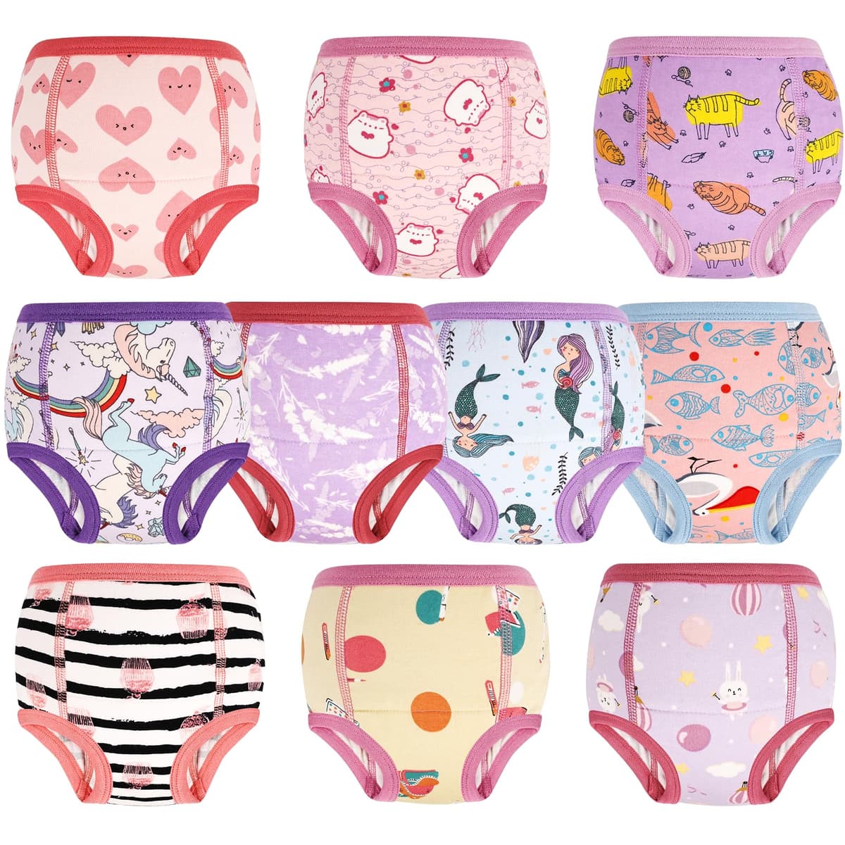 MOEMOE BABY Potty Training Trousers Pack of 10 Baby Training Trousers Potty Underwear Children for Girls 2 Years