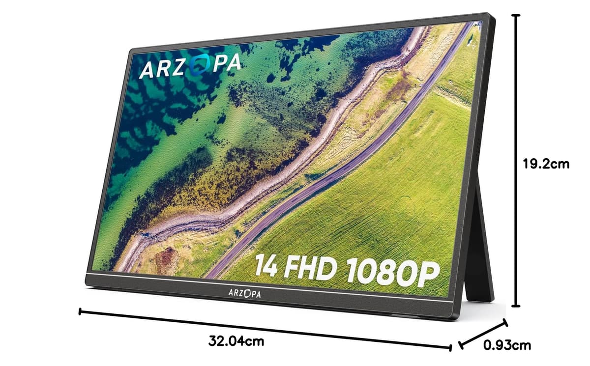 ARZOPA Portable Monitor 14.0" 1920×1080 FHD IPS Portable Monitor for Laptop with Single-rod, Support HDMI/Type-C/USB-C, Eye Protection Gaming Screen for Laptop/PC/Mac/PS3/4/5/Xbox - A1S — view 8