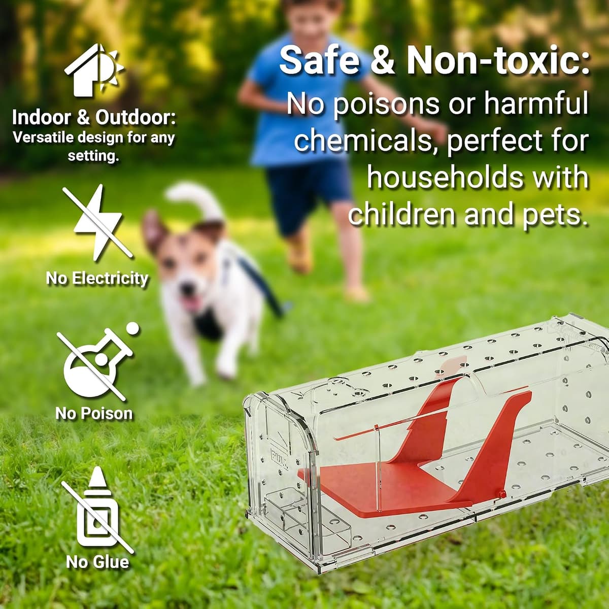ROSHIELD 2 X Humane MOUSE Traps for Indoors and Outdoors, Duty Pest Trap for Catch Alive. Pets and Children Friendly. Reusable Rodent Mice Trap. Quick, Effective and Highly Sensitive Catcher — view 2