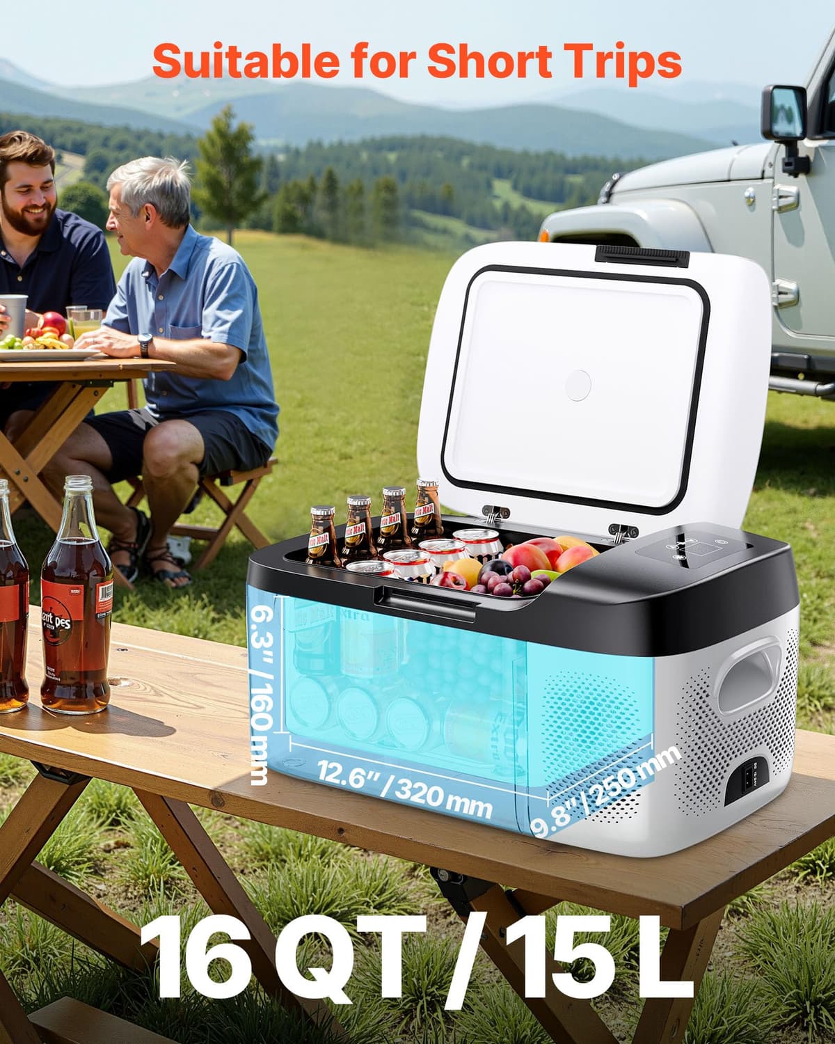 VEVOR Nevera Portátil para Coche 12/24 V CC 100-240 V CA con Compresor, Control de Temperatura de -20 °C a 20 °C, con Aplicación, Congelador de 15 L para Autocaravanas, Camping, Barcos, Pesca — view 2