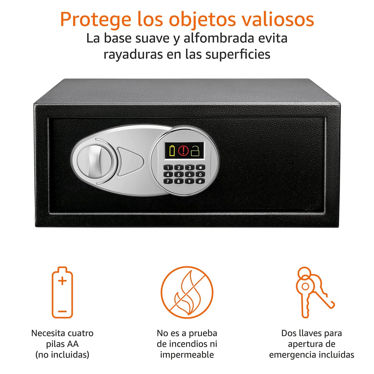 Amazon Basics Caja Fuerte de Seguridad de Acero con Cerradura con Teclado, Protege Dinero, Joyas, Documentos de identificación, 14 l, 35 cm x 25 cm x 25 cm, Color Negro — view 14