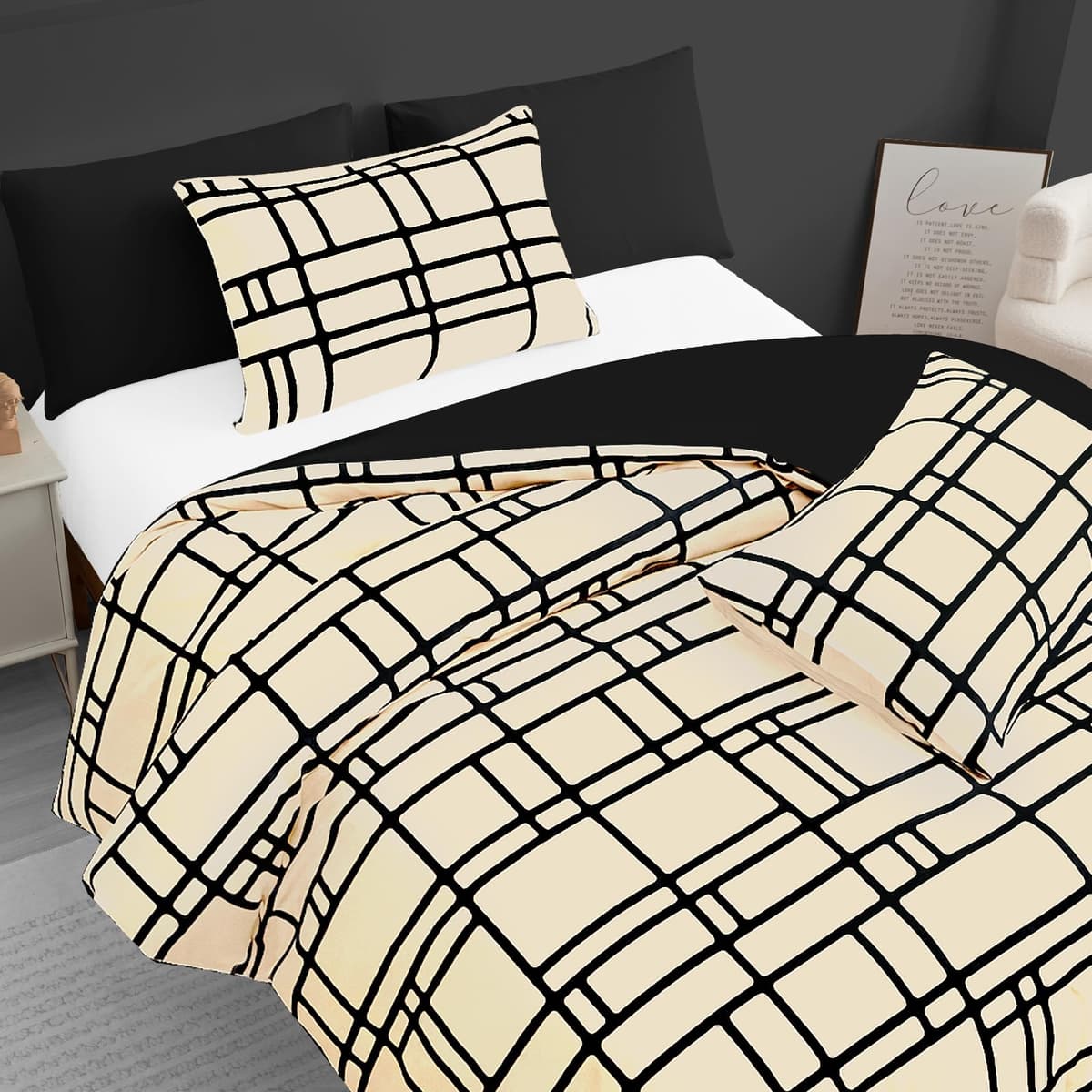 Pamposh 3 Pcs Single Duvet Cover Set with Matching Black Single Fitted Sheet 40 cm Extra Deep Pocket - UltraSoft Breathable Premium Microfibre Reversible Quilt Cover Bedding Set For All Seasons — view 79