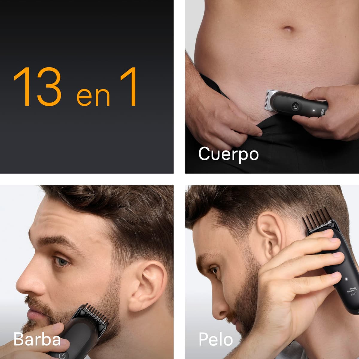 Braun Recortadora Todo En Uno Series 5 AIO5565, Kit De Styling 13en1 Para Barba, Pelo, Orejas, Nariz y Cuerpo, 120 Min, Cortapelos Hombre Con Lámina Ultra Afilada, Recorte Preciso Y Eficiente, Negro — view 4