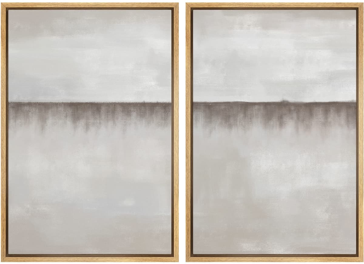 MUDECOR Framed Canvas Print Wall Art Set Watercolor Pastel Duotone Tan Landscape Abstract Shapes Illustrations Modern Art Decorative Contemporary for Living Room, Bedroom, Office - 24"x36"x2 Natural — view 98