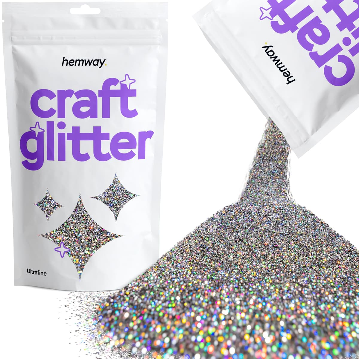 Hemway - Purpurina para manualidades, vasos, resina, epoxi, uñas, cera, álbumes de recortes, cristal, decoración de escuelas: dorado holográfico, gruesa (0,6 mm), 100 g — view 61