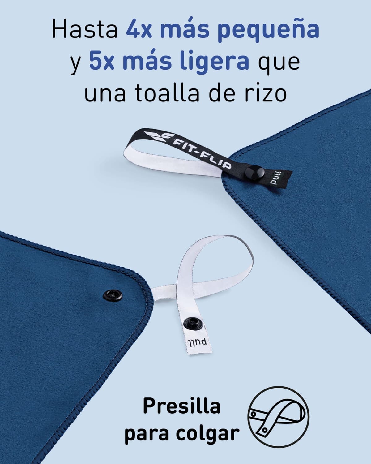 Fit-Flip Toalla Microfibra - para el Gimnasio y la Playa - compacta, Ultraligera, Grande y de Secado rápido - Toallas microfibras de Natacion, Gym, Viaje y Piscina — view 3