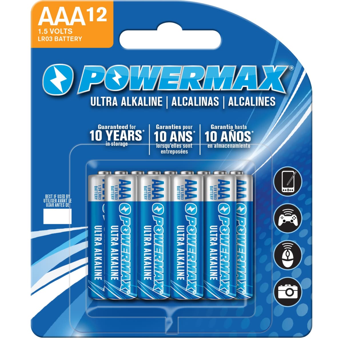 Powermax 24-Count Triple AAA Batteries, Ultra Long Lasting Alkaline Battery for Home and Office, 10-Year Shelf Life, Reclosable Packaging — view 11