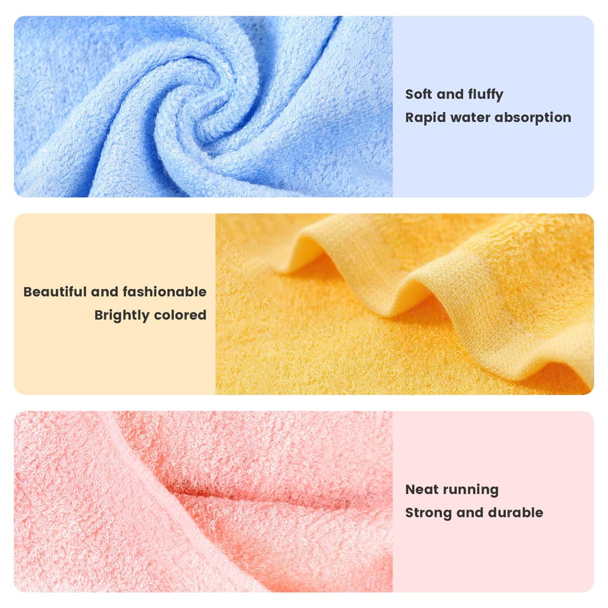 8-Piece Assorted Color Set Face Cloths, Premium Bamboo Face Cloth, Reusable Eco-Friendly Face Cloths For Washing Face,For All Skin Types (10x10in) — view 3
