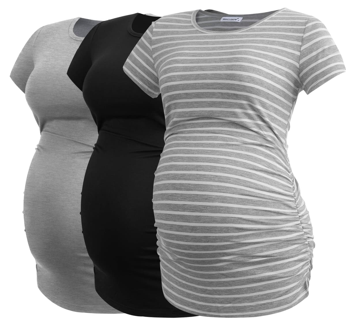 Smallshow Maternity Clothing Tops Side Ruched Pregnancy Clothes for Women 3-Pack — view 46
