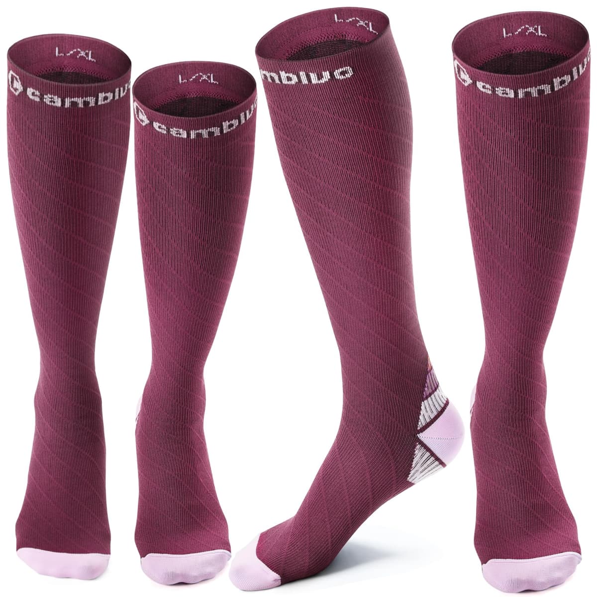 CAMBIVO Compression Socks for Women & Men 2 Pairs, Flight Socks Compression Stockings Running Socks for Calf & Ankle Support, Sports, Flying, Maternity Pregnancy, Nurses, Travel — view 10