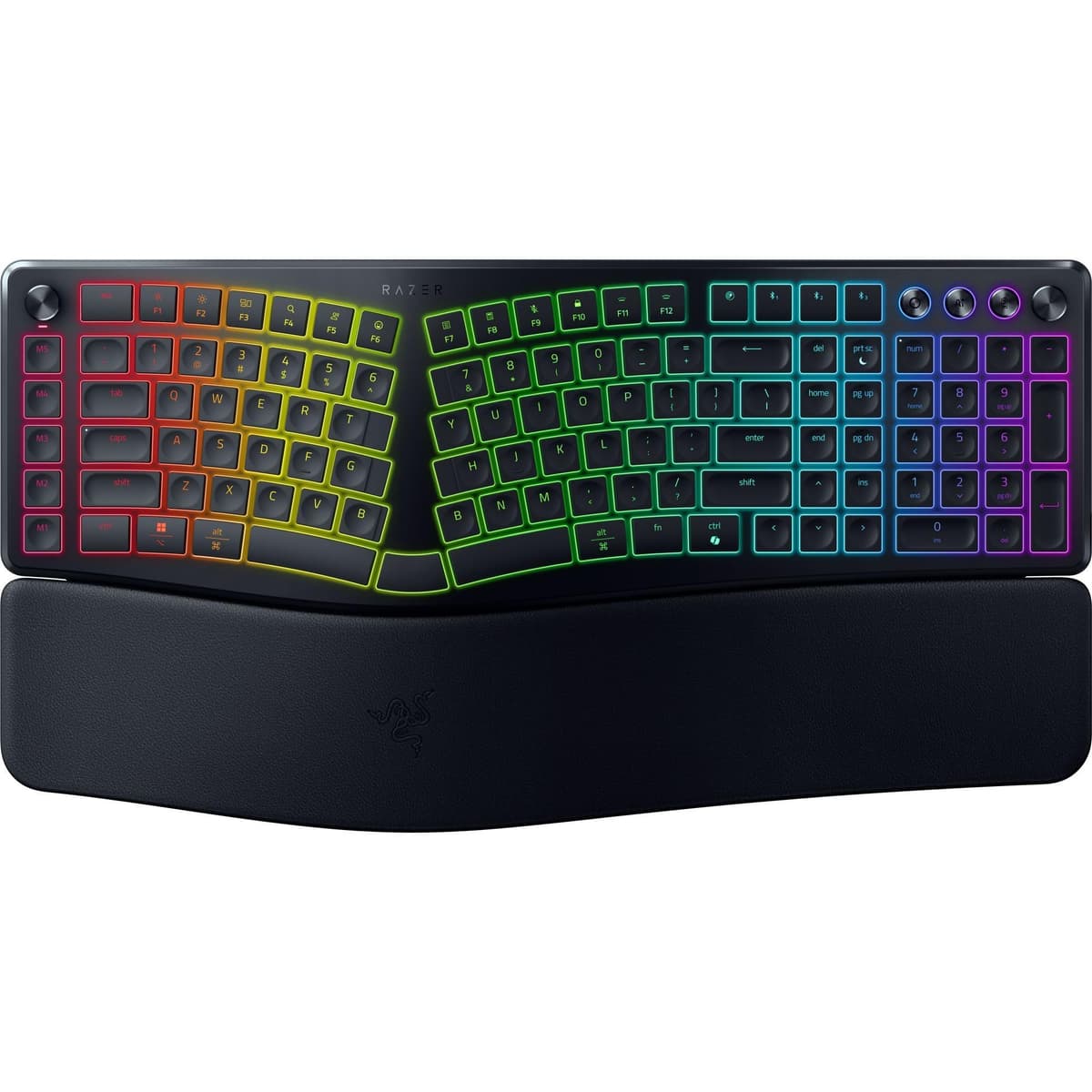 Razer Pro Type Ergo Wireless Split Ergonomic RGB Keyboard: Adjustable Tilt, Wrist Rest, Natural Typing, Multi Device Connectivity (2.4 GHz, Bluetooth, USB Type C), Windows/Mac Compatible - Black