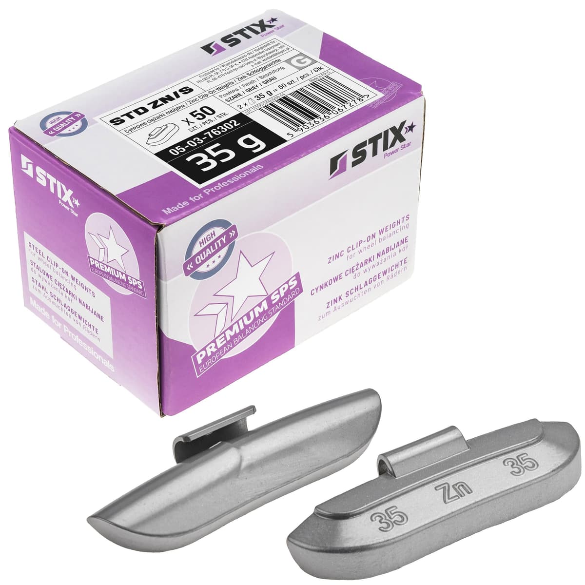 Stix 50 pesas de impacto de 35 g para llantas de acero – Pesos de equilibrio de zinc ZN/S – Pesos de equilibrio para neumáticos y ruedas – Pesos de rueda
