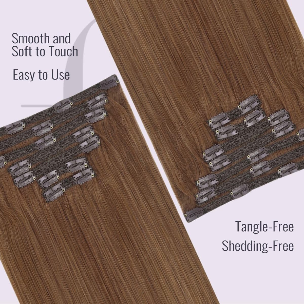 Fshine Clip in Hair Extensions Human Hair Copper Hair Extensions 18 Inch 120 g 7 pcs Color 330 Natural Straight Hair Extensions for Women Real Human Hair — view 4