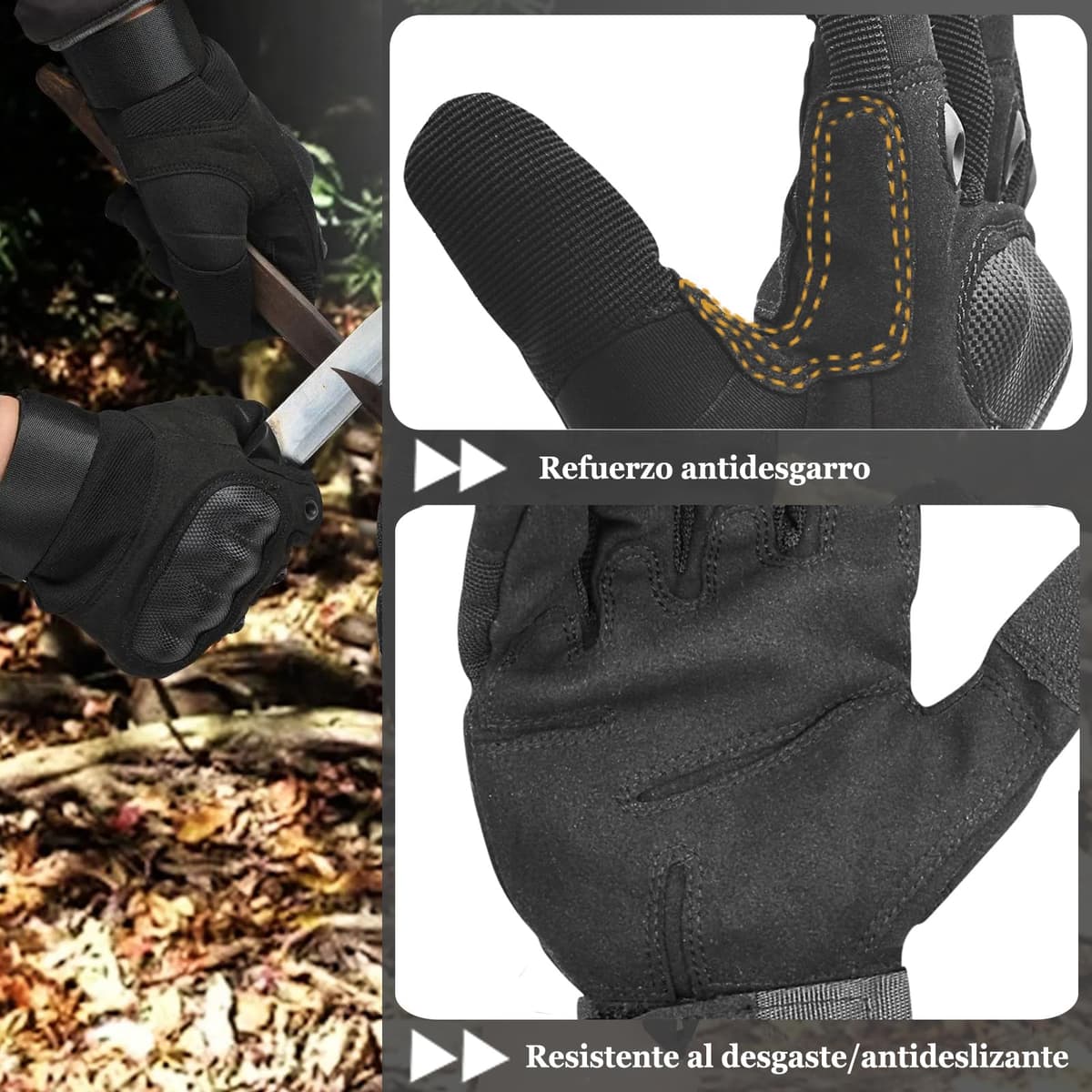 Guantes de Moto para Hombre, Guante de Verano para Pantalla Táctil con Nudillos Duros, Guantes Protectores para Airsoft Motocross Scooter Ciclomotores ATV Paitball Bicicleta de Montaña — view 3