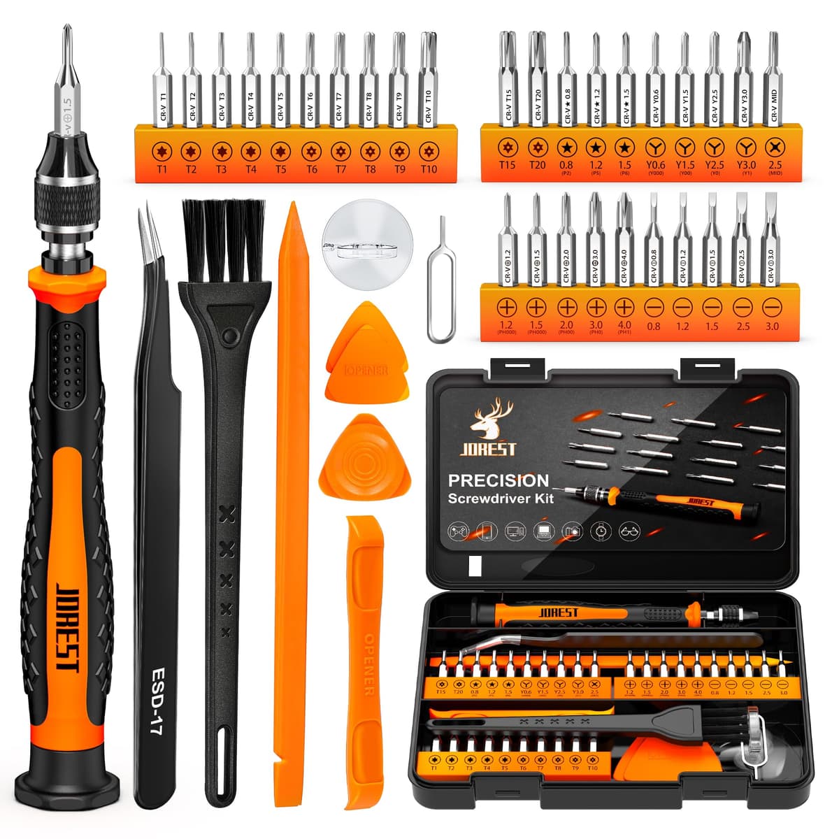 JOREST 152 en 1 set de Destornilladores de Precisión Magnéticos Profesionales, Kit de Reparación Portátil con Torx Triwing Bits para Macbook, PC,Switch, PS5, Gafas, Relojes, Laptop, Xbox — view 9