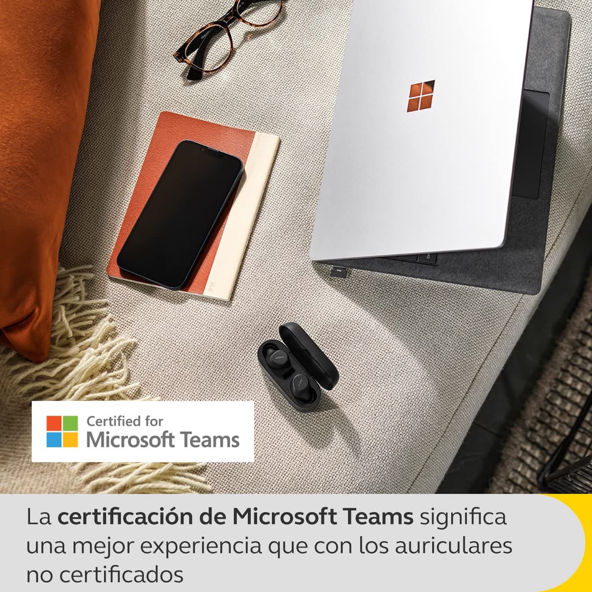Jabra Evolve2 Buds, Auriculares Bluetooth Intraaurales Inalámbricos, Cancelación Activa de Ruido y Tecnología MultiSensor con 4 Micrófonos, Certificados para MS Teams, Negro — view 4