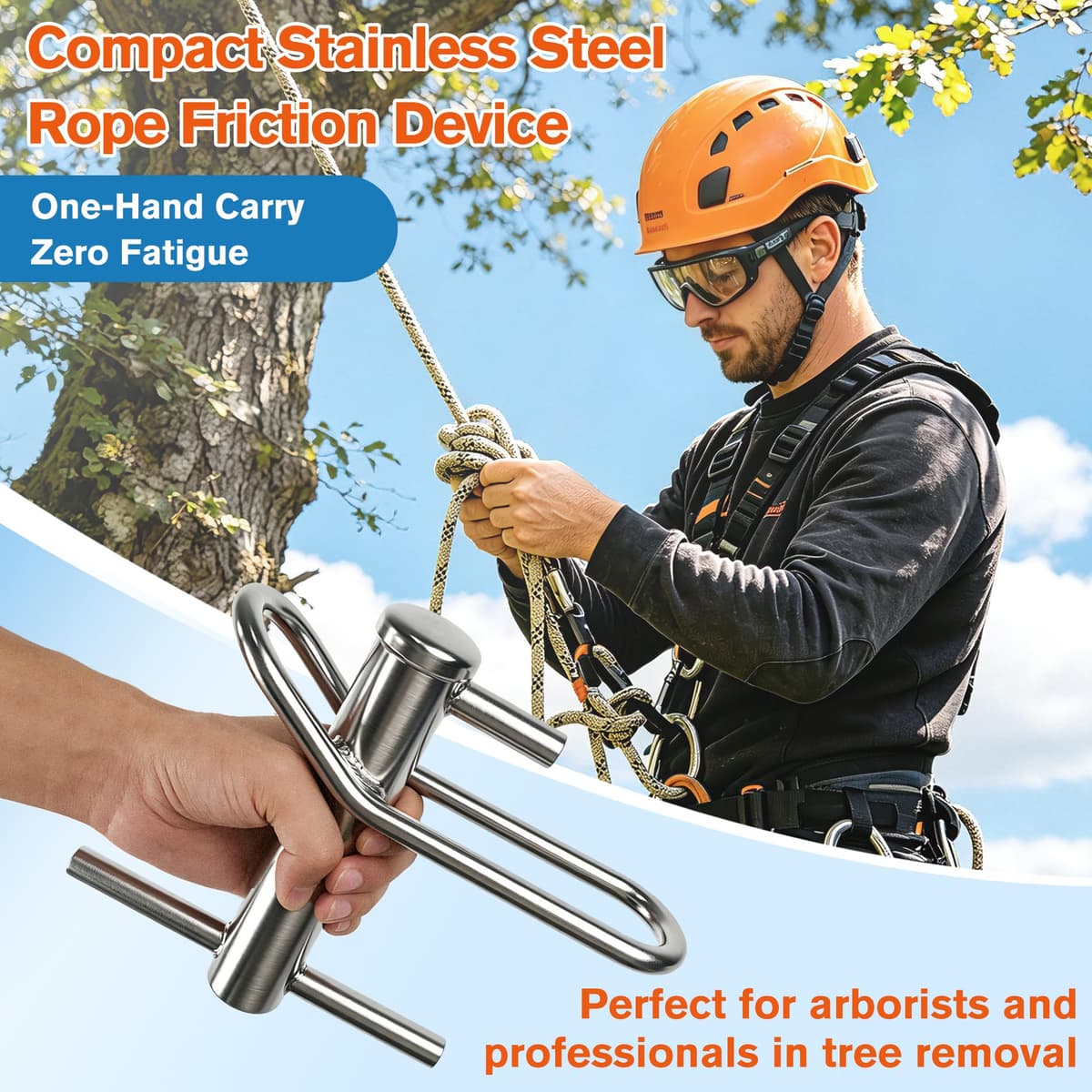 Port-A-Wrap, portawrap mediano de acero inoxidable resistente para trabajo en árboles, equipo de aparejo de árboles arborista se adapta a cuerdas de diámetro múltiple de 1/2 pulgada 9/16 — view 5