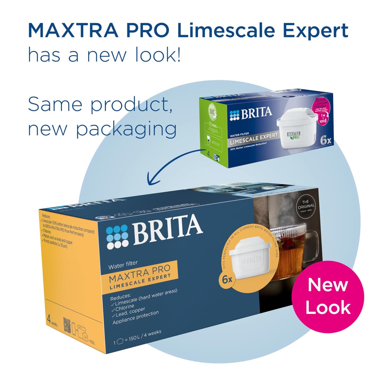 BRITA MAXTRA PRO Limescale Expert Water Filter Cartridge 6 Pack (NEW) - Original BRITA refill for ultimate appliance protection, reducing impurities, chlorine and metals (Package may vary) — view 2