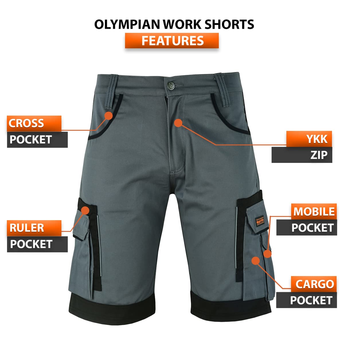 WrightFits Men Cargo Shorts -Work Shorts Safety Combat Summer Shorts - Multi Pockets - Triple Stitched - Durable Workwear — view 2