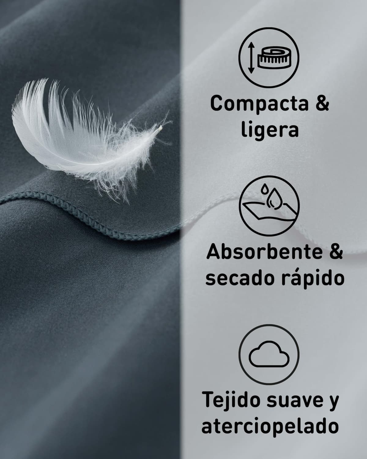 Fit-Flip Toalla Microfibra Gimnasio - compacta, Ultraligera y de Secado rápido – Toallas para Gym, Piscina, Viaje, Natacion y Playa Grande — view 2