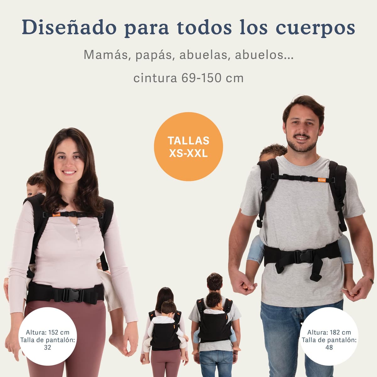 Beco Mochila porteo para niños con asiento extra ancho 100% algodón - Mochila para cargar niños liviana y respirable para usar en espalda o hacia el frente, Soporta niños de 9 a 27 kilos (Negro Pleno) — view 4