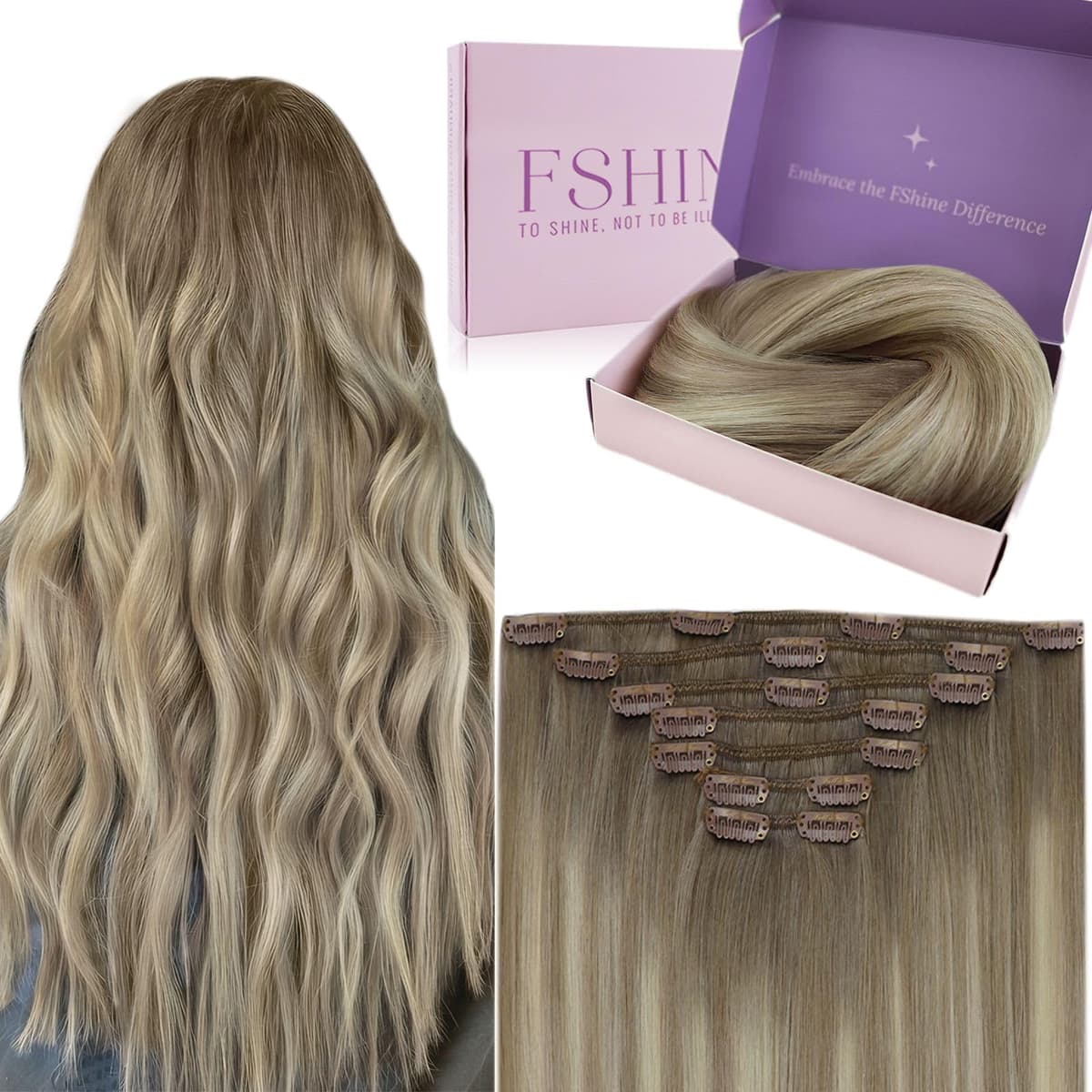 Fshine Clip in Hair Extensions Human Hair Copper Hair Extensions 18 Inch 120 g 7 pcs Color 330 Natural Straight Hair Extensions for Women Real Human Hair — view 15