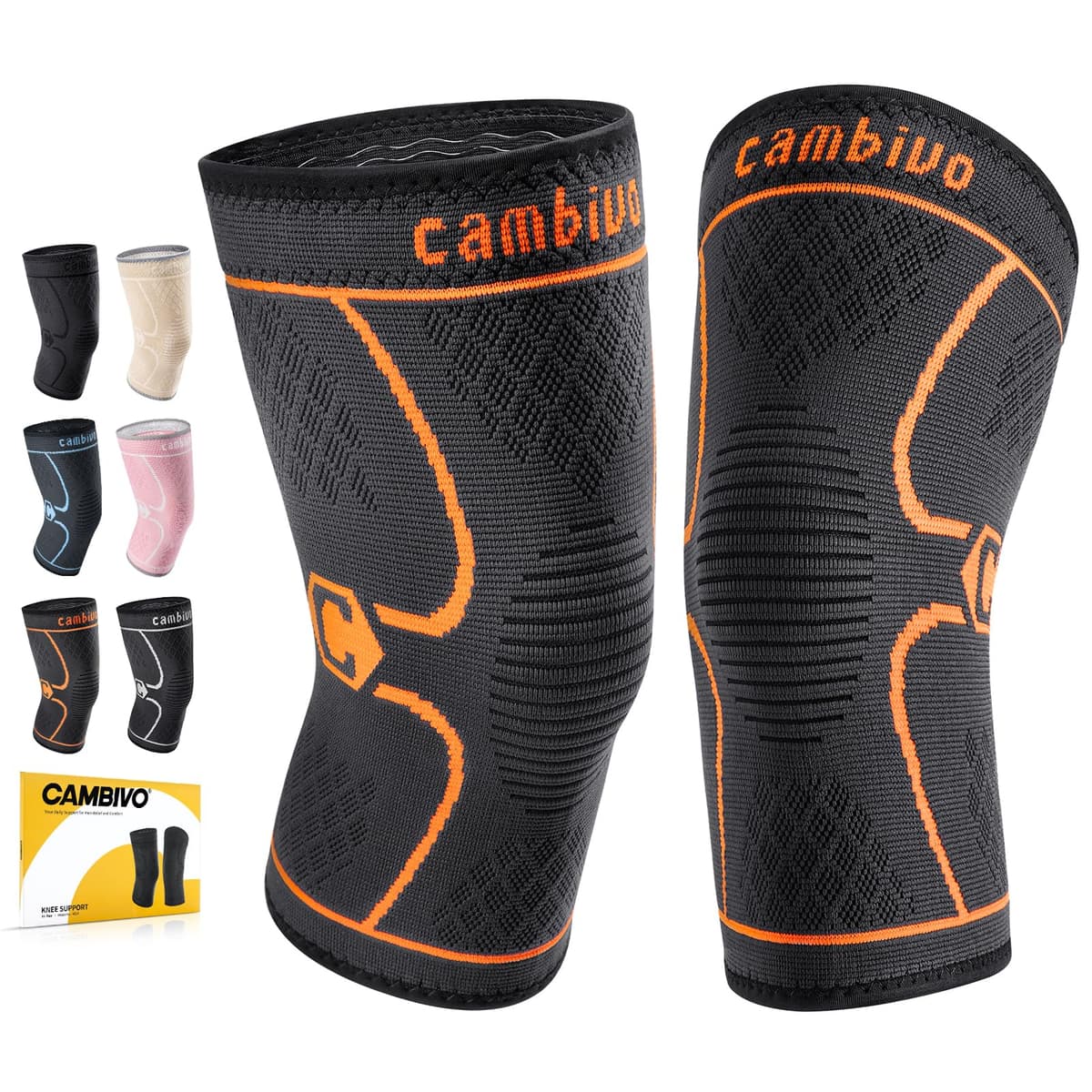 CAMBIVO 2Pcs Rodilleras Gym de Compresion, Rodilleras Menisco y Ligamento, Rodillera Transpirable y Antideslizante para Gym, Voleibol, Baloncesto, Correr, Bicicleta, Unisex — view 10