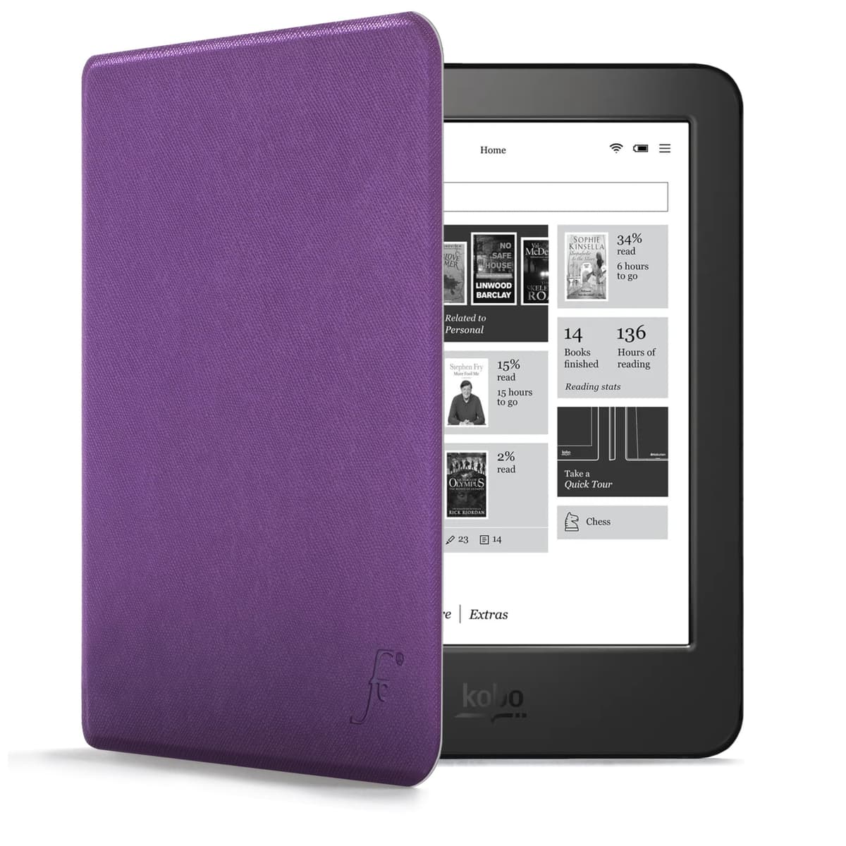 Forefront Cases Funda para Kobo Aura Edition 2 (Modelo: N236, 2016) - Delgado, Ligera y Protectora Funda para Kobo Aura Edition 2 (6") - Smart Auto Sueño Estela Función (Carcasa) - Negro — view 22