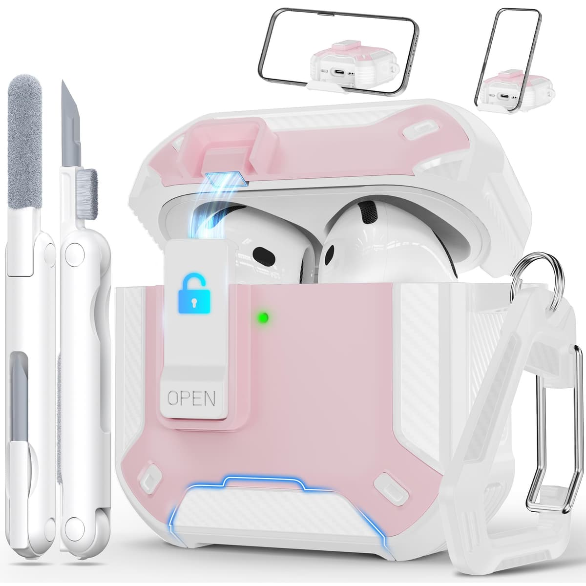 RFUNGUANGO Compatible con Airpods 4 Estuche (2024) con Kit de Limpieza, Clip de Bloqueo Seguro y Estuche de Protección a Prueba de Golpes para Airpods 4ta Generación Lanzamiento 2024,Cielo Estrellado — view 52