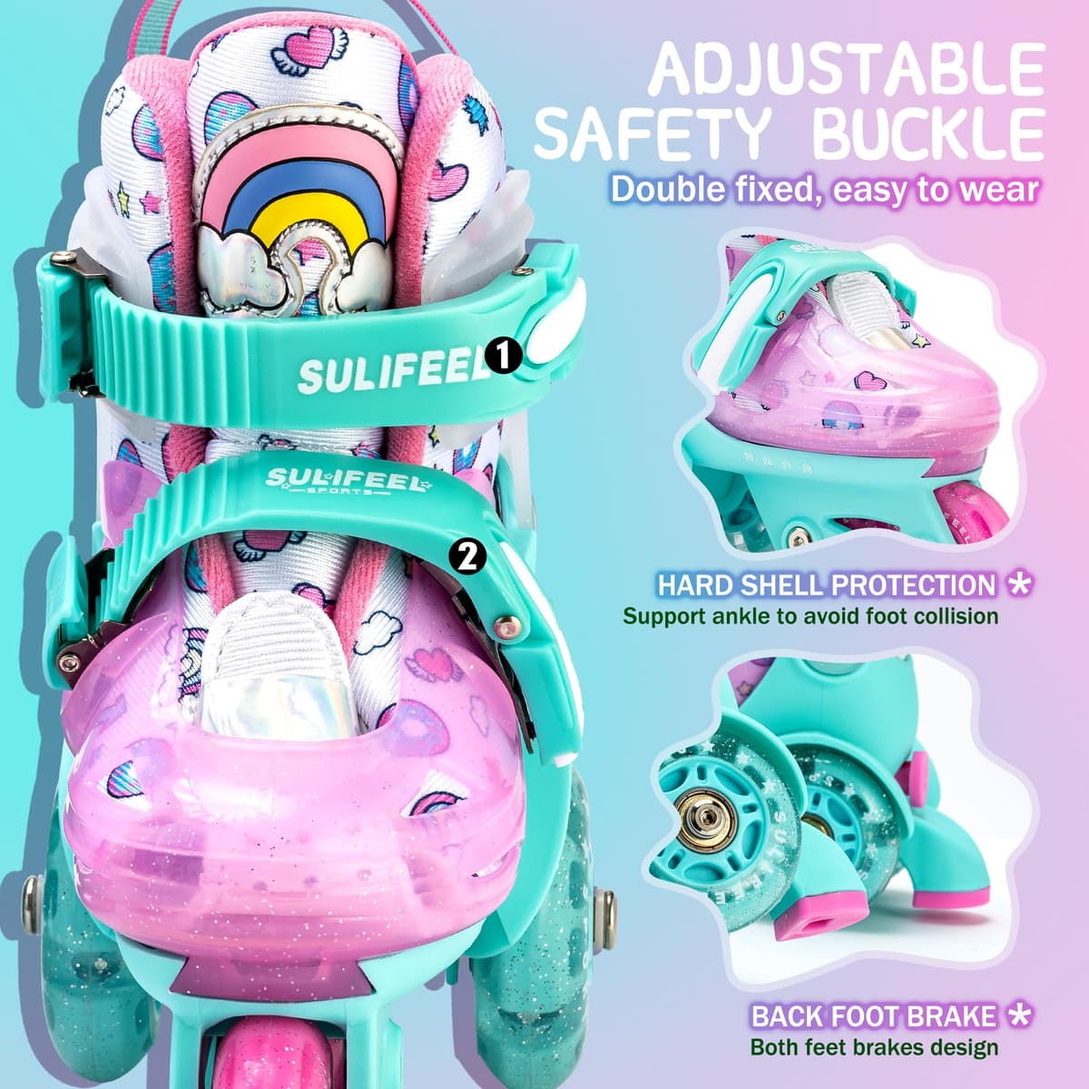 SULIFEEL Patines para Niños Patines Roller Ajustables con Ruedas Luminosas para Niñas y Niños Principiantes — view 2