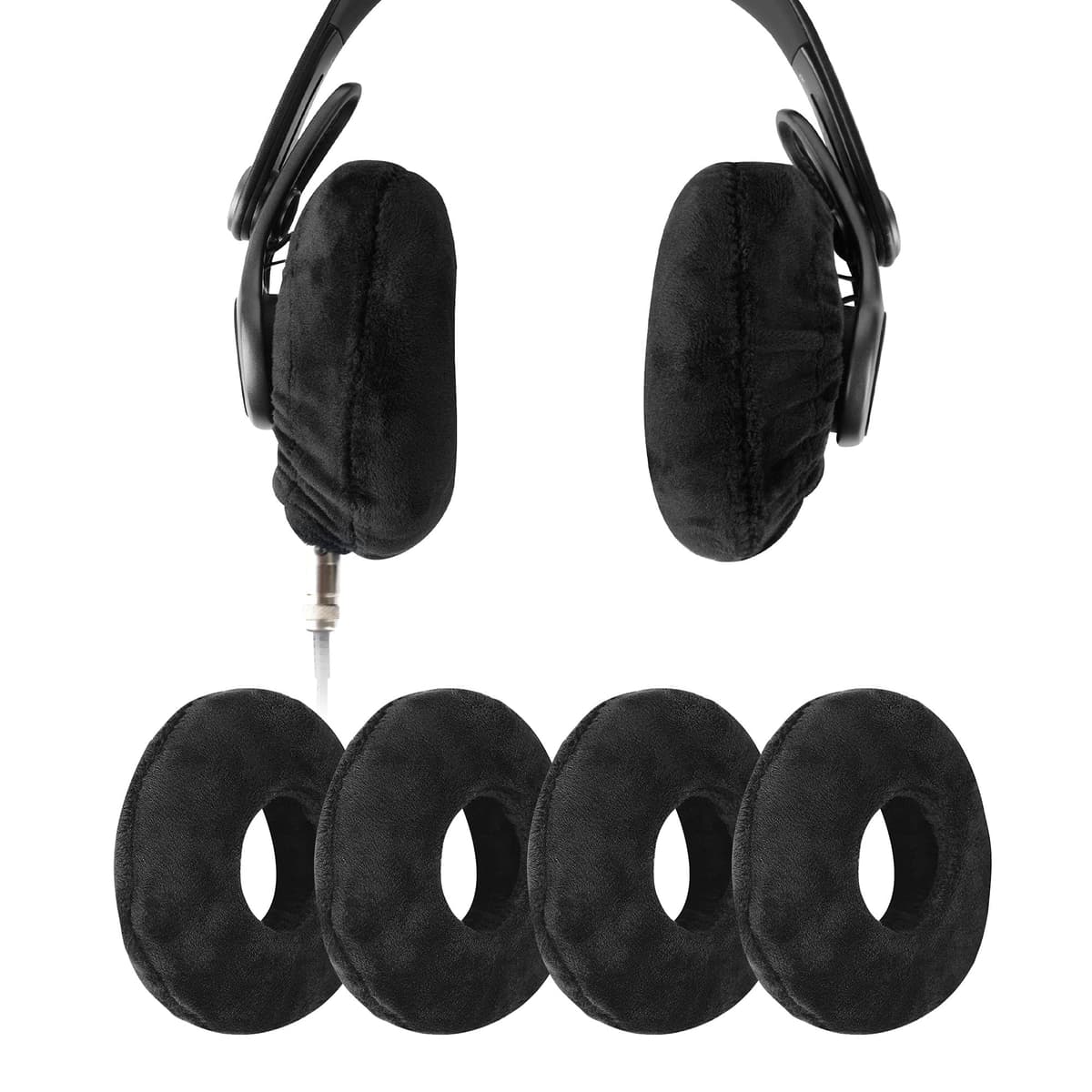 GEEKRIA 2 Pares de Fundas de Terciopelo para Auriculares, Protectores Sanitarios Lavables y elásticos para Almohadillas para Auriculares supraaurales, Cubierta contra el Sudor para Calidez y c