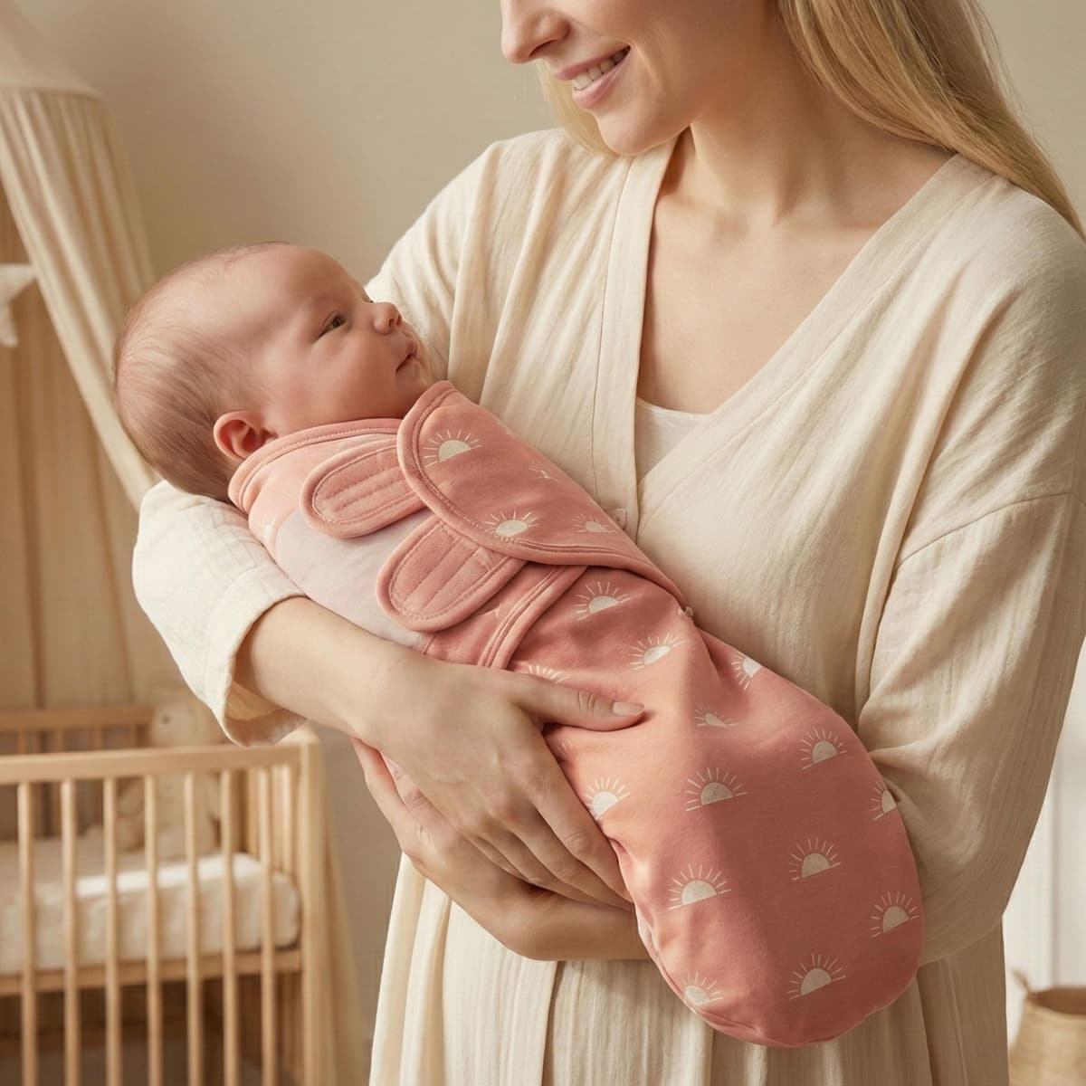 GLLQUEN BABY 3-Pack Organic Baby Swaddle Sleep Sacks for Newborn - Baby Swaddles 0-3 Months, Swaddle Sack, Rainbow & Sun, Blanket Wrap (Small/Medium) — view 4