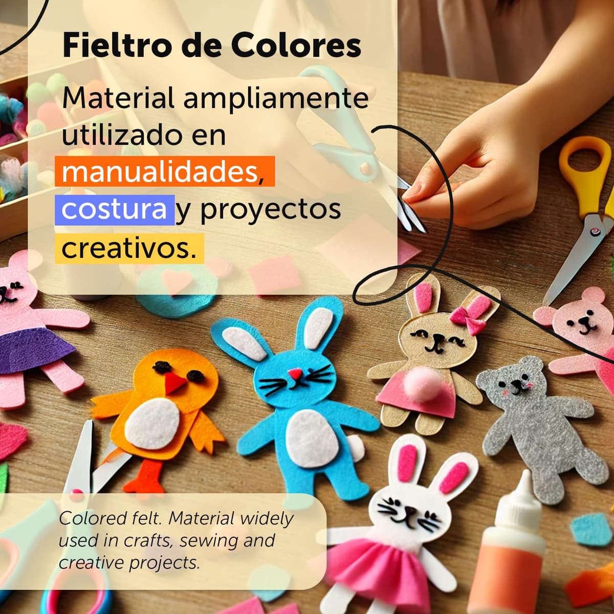 m-office Fieltro para Manualidades, Fieltro de Colores, Suave y Flexible, Material para Costura, Telas Patchwork, Ideal para proyectos DIY, artesanía o decoración, 40x60cm (surtidos, 10 uds) — view 3