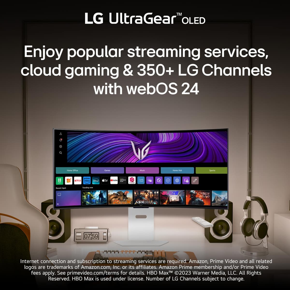 LG 39GX90SA-W 39-inch Ultragear WQHD (3440 x 1440) OLED Curved Gaming Monitor 240Hz, 1ms, NVIDIA G-Sync Compatible, AMD FreeSync Premium, VESA DisplayHDR True Black 400, webOS, USB Type-C, White — view 5