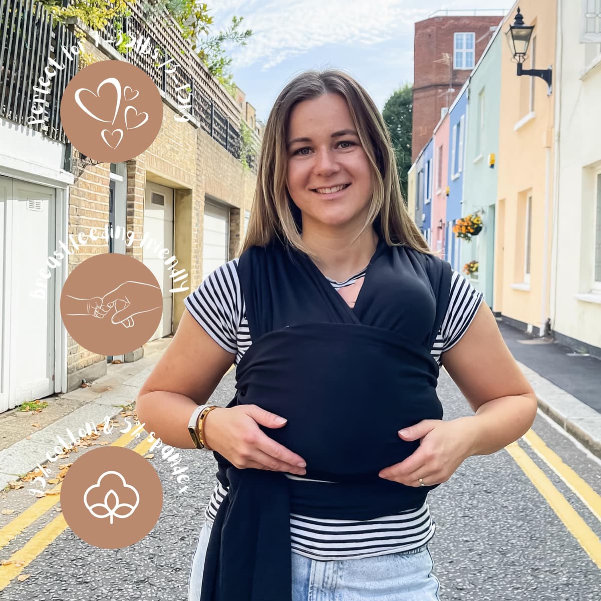Baby Sling Wrap Newborn to Toddler Carrier, Stretchy Baby Wraps - Baby Sling Safety Tested, Hands-Free Baby Wrap Carrier, Newborn Sling - Baby Carrier — view 4